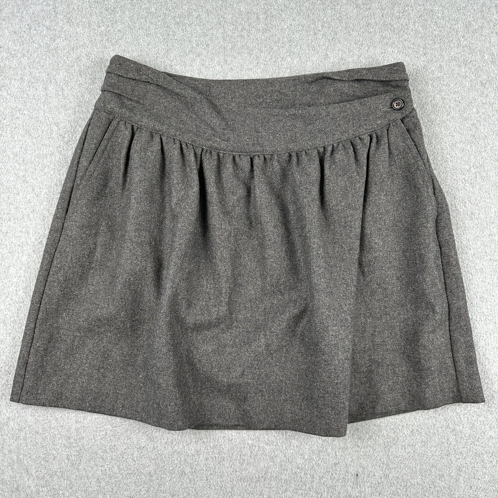 Lands End Skirt Womens 6 Gray Canvas Wool Blend Mini A-Line Pleated Pockets